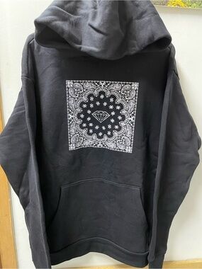 Diamond Supply Co. Black Hoodie with White Bandana Diamond Graphic